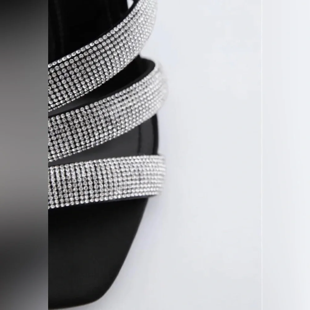 NWT ZARA Sparkly Strap Heeled Sandals Gorgeous Elegant Size 6.5​​​ - Picture 4 of 6